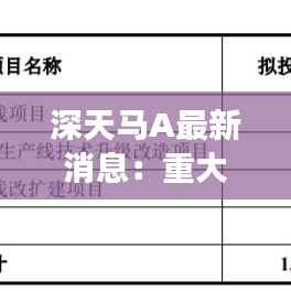 深天马A最新消息：重大突破与未来发展展望