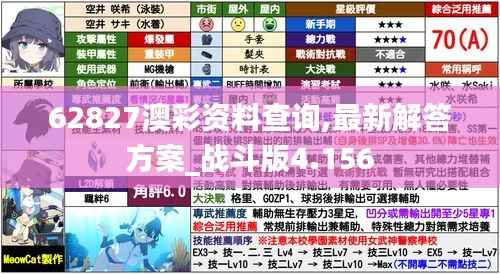 62827澳彩资料查询,最新解答方案_战斗版4.156