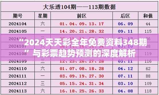 “2024天天彩全年免费资料348期”与彩票趋势预测的深度解析