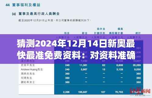 猜测2024年12月14日新奥最快最准免费资料：对资料准确性的极致追求