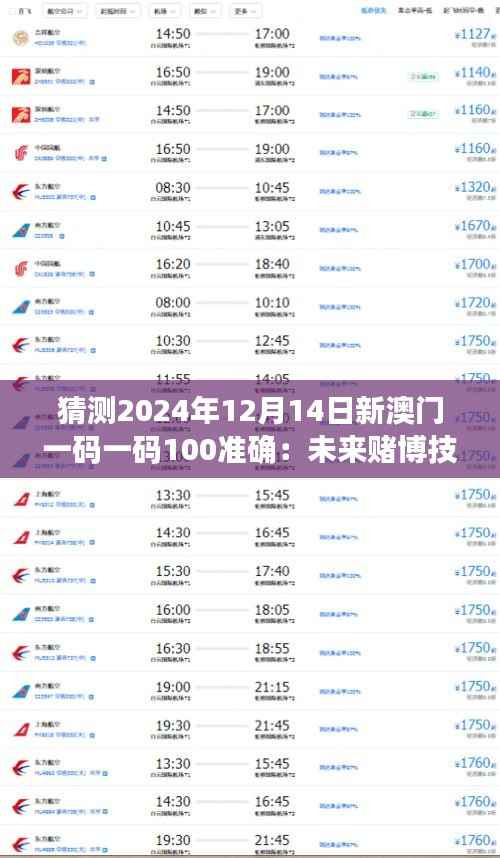 猜测2024年12月14日新澳门一码一码100准确：未来赌博技术的革新？