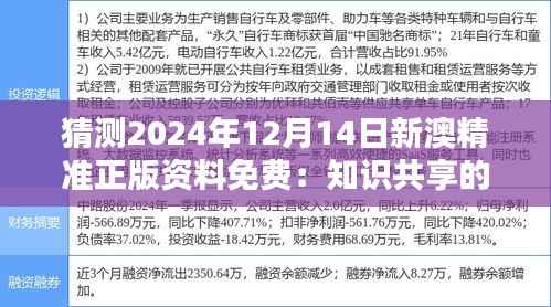 猜测2024年12月14日新澳精准正版资料免费：知识共享的社会意义