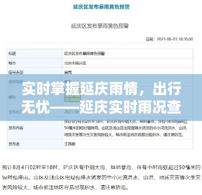 实时掌握延庆雨情，出行无忧——延庆实时雨况查询指南