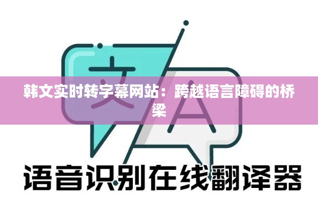 韩文实时转字幕网站：跨越语言障碍的桥梁