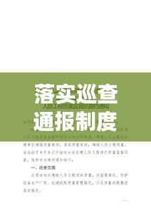 落实巡查通报制度，提升管理监督效能，促进持续进步与发展