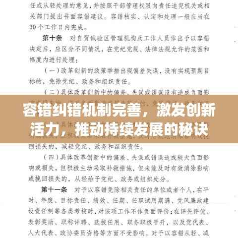 容错纠错机制完善，激发创新活力，推动持续发展的秘诀