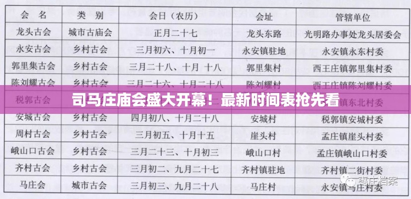 司马庄庙会盛大开幕！最新时间表抢先看