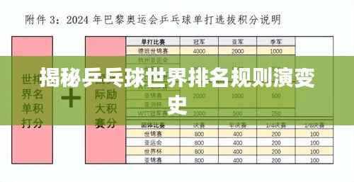 揭秘乒乓球世界排名规则演变史