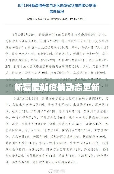 新疆最新疫情动态更新