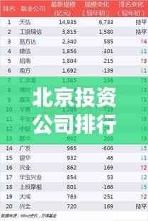 北京投资公司排行榜及行业影响力揭秘