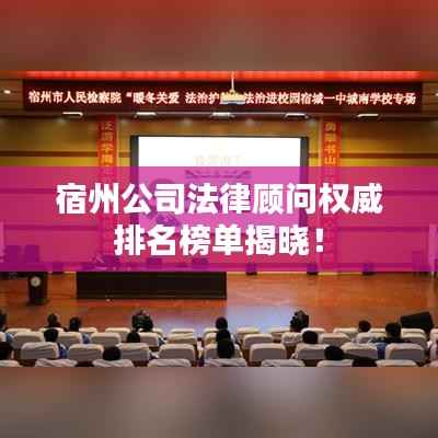 宿州公司法律顾问权威排名榜单揭晓！