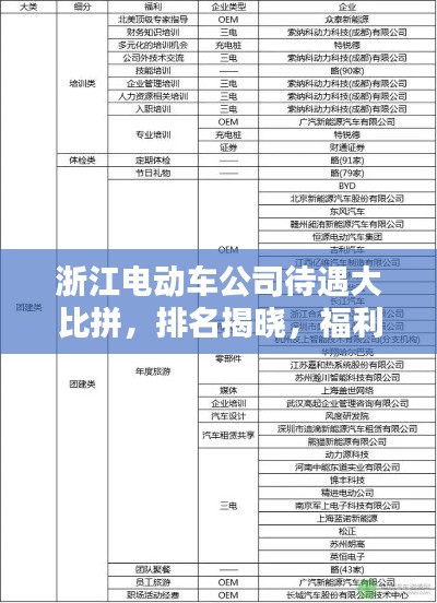 浙江电动车公司待遇大比拼，排名揭晓，福利惊人！