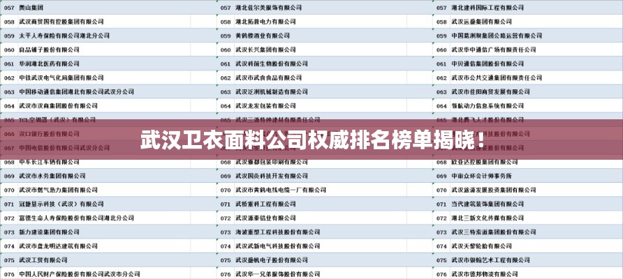 武汉卫衣面料公司权威排名榜单揭晓！
