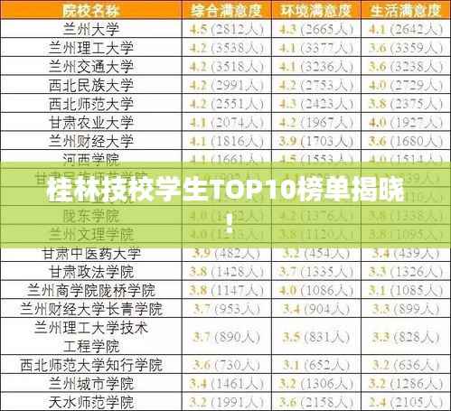 桂林技校学生TOP10榜单揭晓！