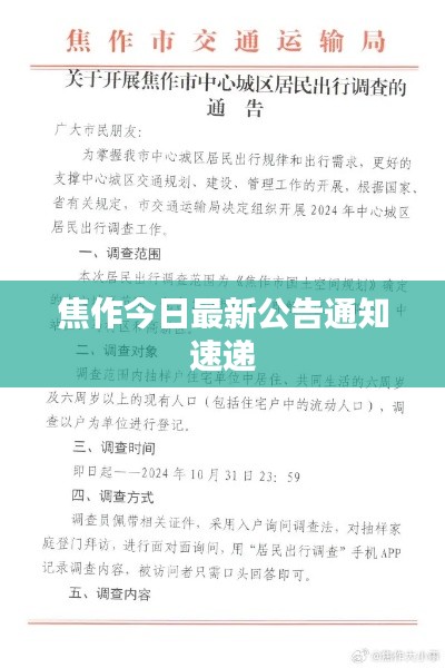 焦作今日最新公告通知速递